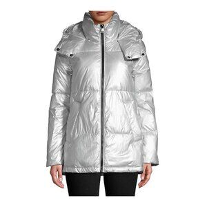 Calvin Klein Hooded Metallic Parka Large - Silver